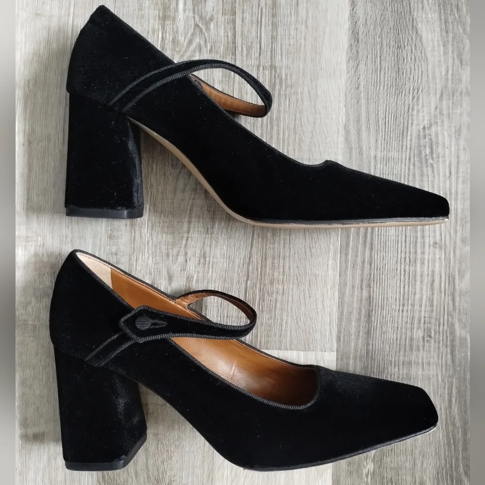 Le Monde Beryl Elegant Black Suede Mary Jane Shoes 9 - Picture 1 of 15